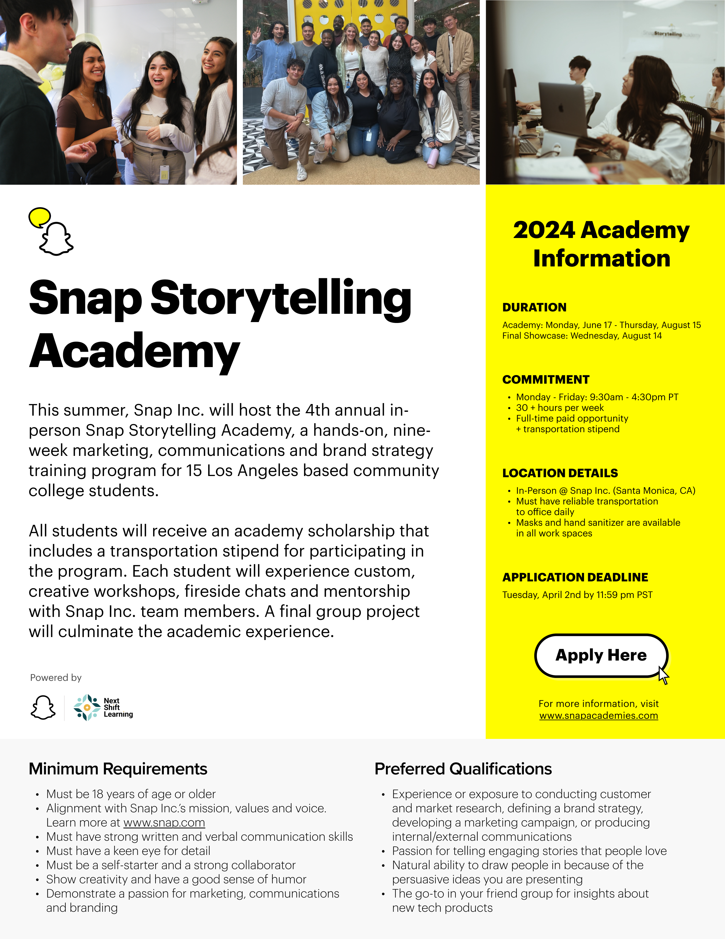 Snap 故事学院宣传单